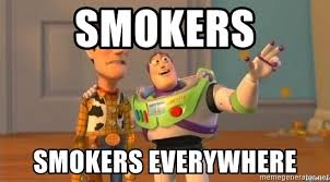 Buzz lightyear meme saying smokers everywhere