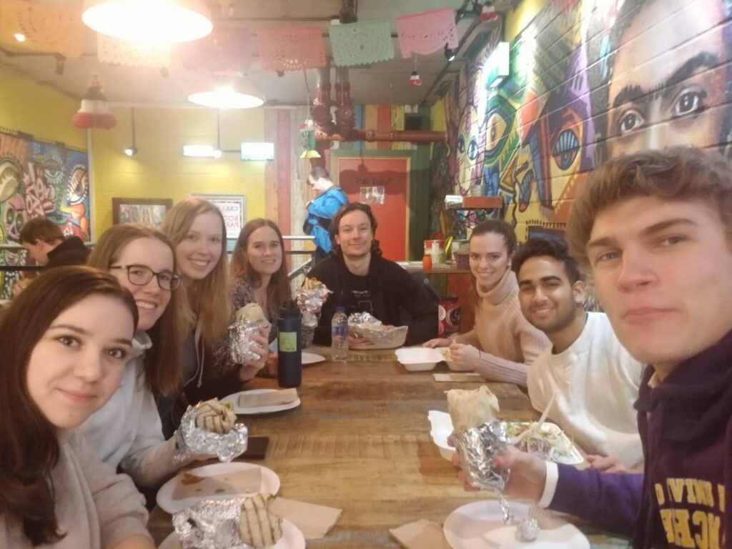 Me and some new friends enjoying burritos