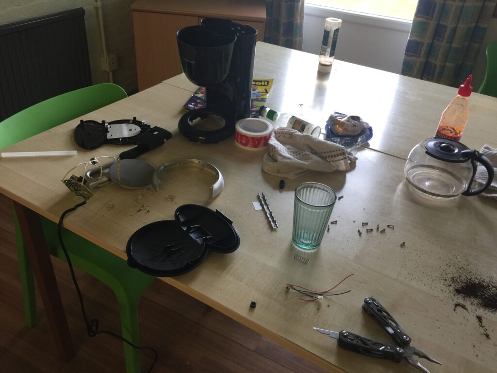 Coffee maching in pieces